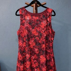 Lane Bryant Women’s 18/20 Burgundy Floral Lace Sleeveless Dress | NWOT